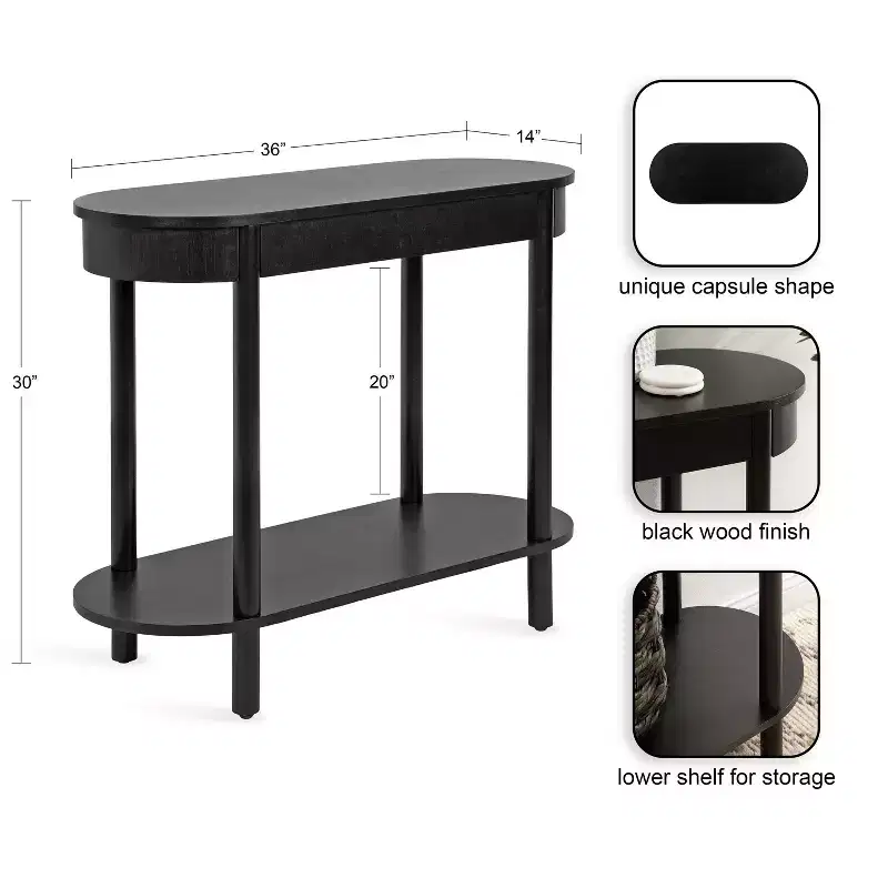 Kate and Laurel Koji Capsule Console Table, 36x14x30, Black