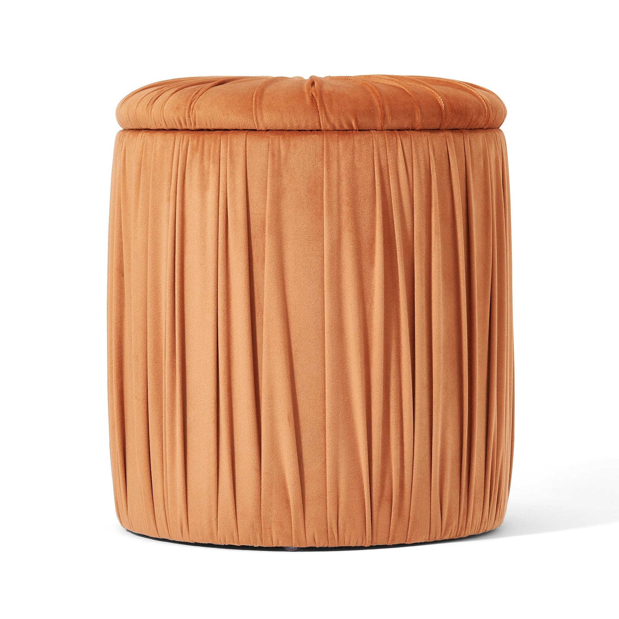 Orange Pleated Texture Accent Stool
