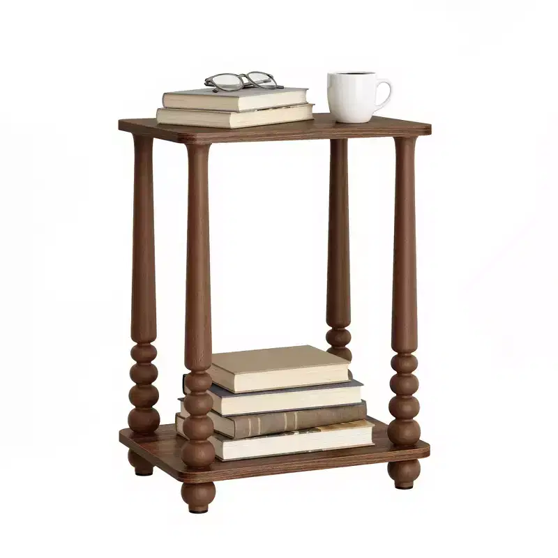 Collection - Side Table, Nightstand for Small Spaces, with Shelf, Solid Wood Legs, Mid-Century Modern
