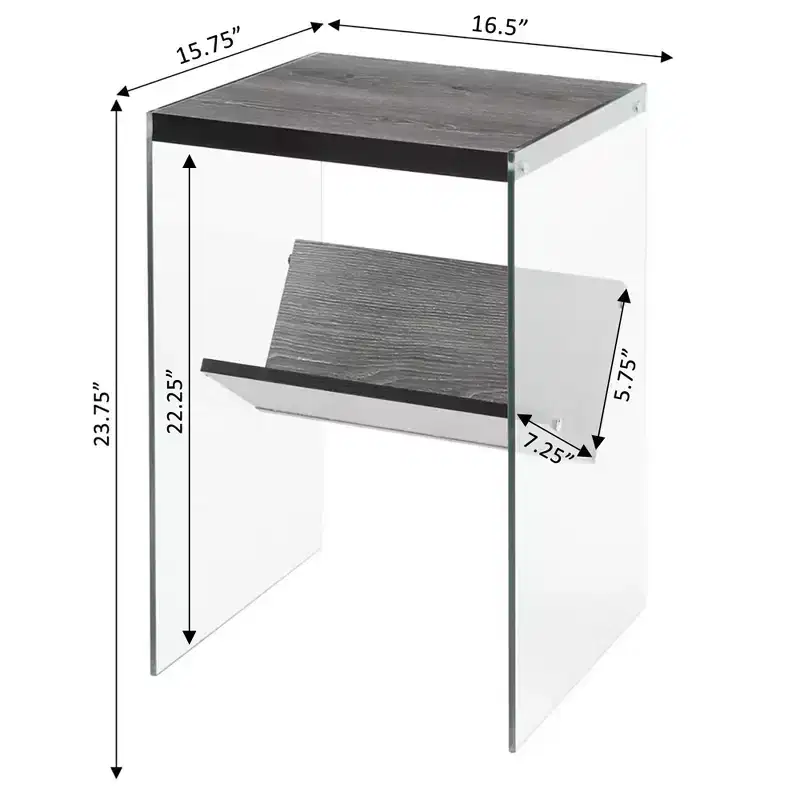 HomeStock Rectangle Glass Table Top End Table 1 -piece