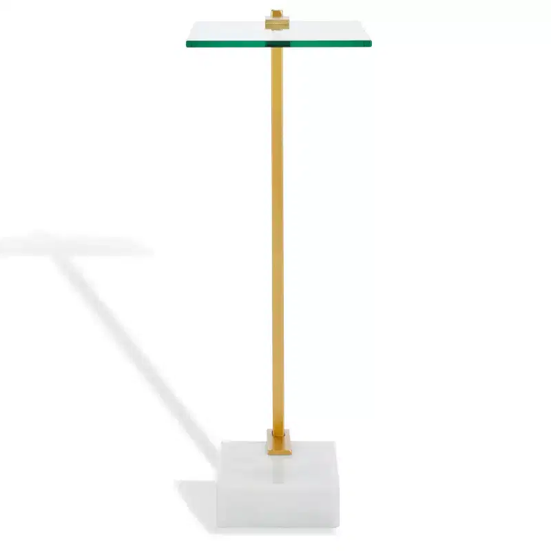 Idris Marble Base Drink Table - SFV9532 - White/Gold - Safavieh Couture