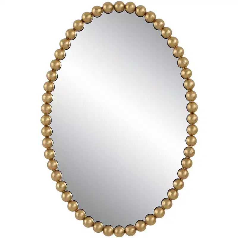 Gold Leaf 20 x 30 Beaded Oval Wall Mirror
