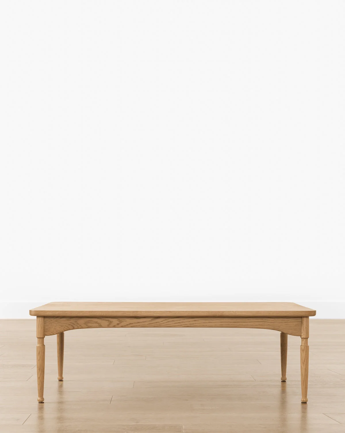 Traditional Honey Oak Coffee Table with Notched Leg & Ball Foot Detail for Living Room