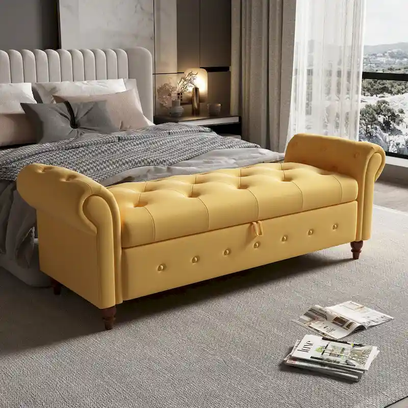 63 Bed Bench Entryway Storage Bench for Living Room Bedroom
