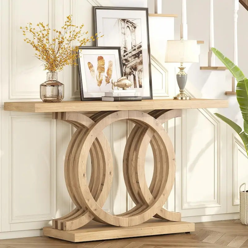Farmhouse Console Sofa Table, 55 Inches Entryway Hallway Foyer Table