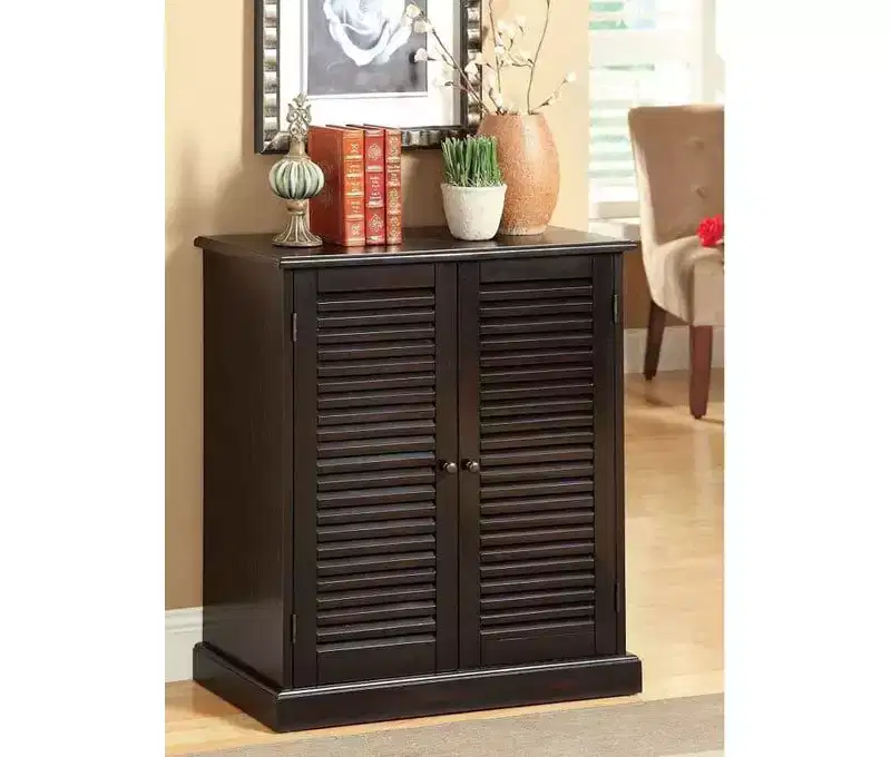 Okak Shoe Cabinet, Shoe Rack with 2 Louver Design Doors and Adjustable Shelves, Shoe Storage Cabinet for Entryway, Hallway