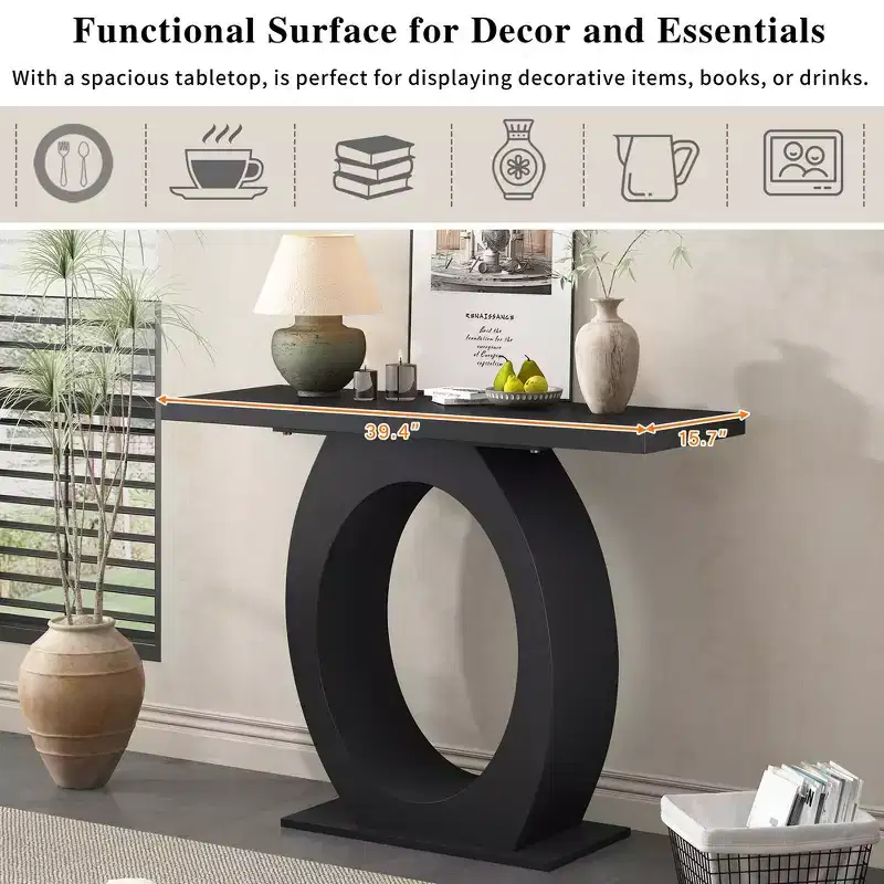 Whisen Modern Console Table & Entryway Table, Sturdy Sofa Table with Egg-Shaped Base