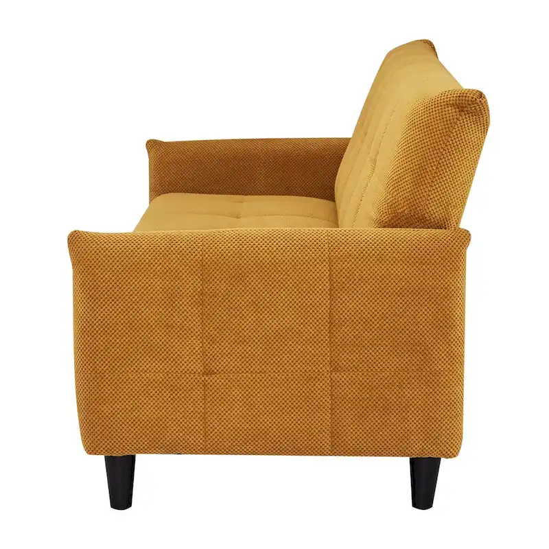 Mustard Biscuit Tufted Sofa Bed, Queen Sleeper, 2-Seater