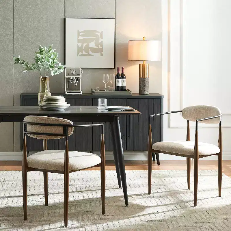 Christopher Knight Home Teuvo Modern Fabric Upholstered Iron Dining Chairs (Set of 2)