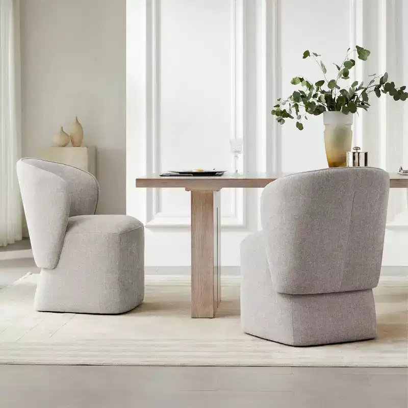 Modern Dining Room Chair with Casters and Wrap-round Back