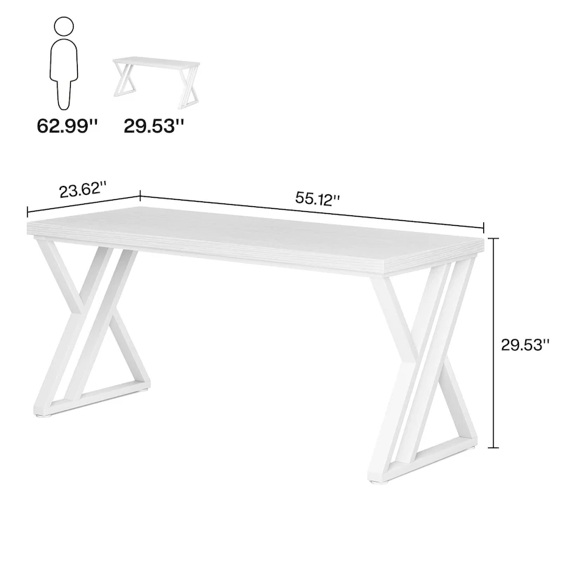55-Inch Computer Desk with Z-Shape Metal Legs