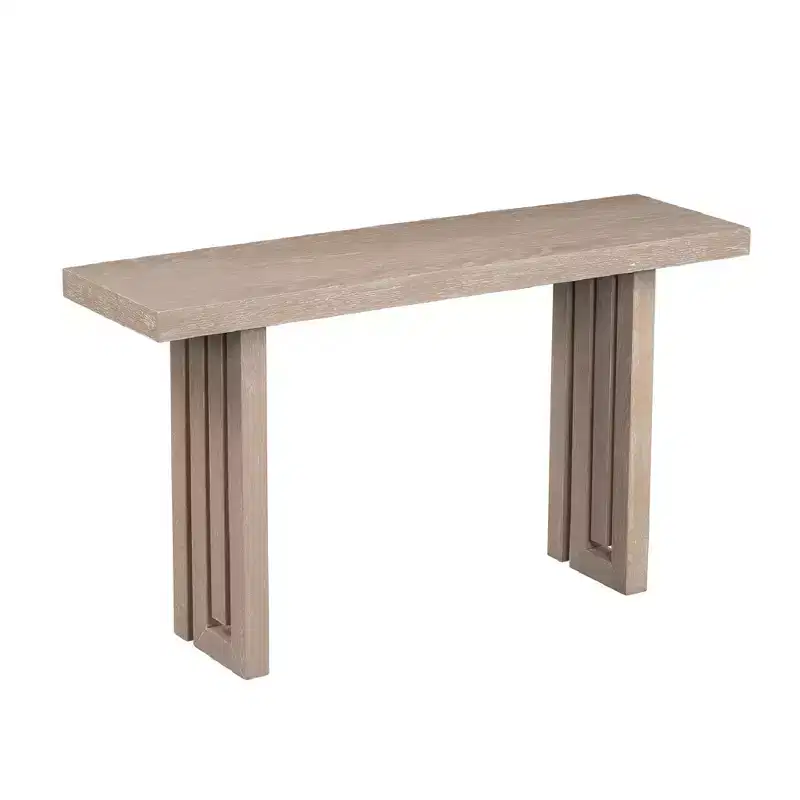 Clihome Modern Entryway Oak Veneer Console Table with Sculpted Sides, with Spacious Top for Living Room