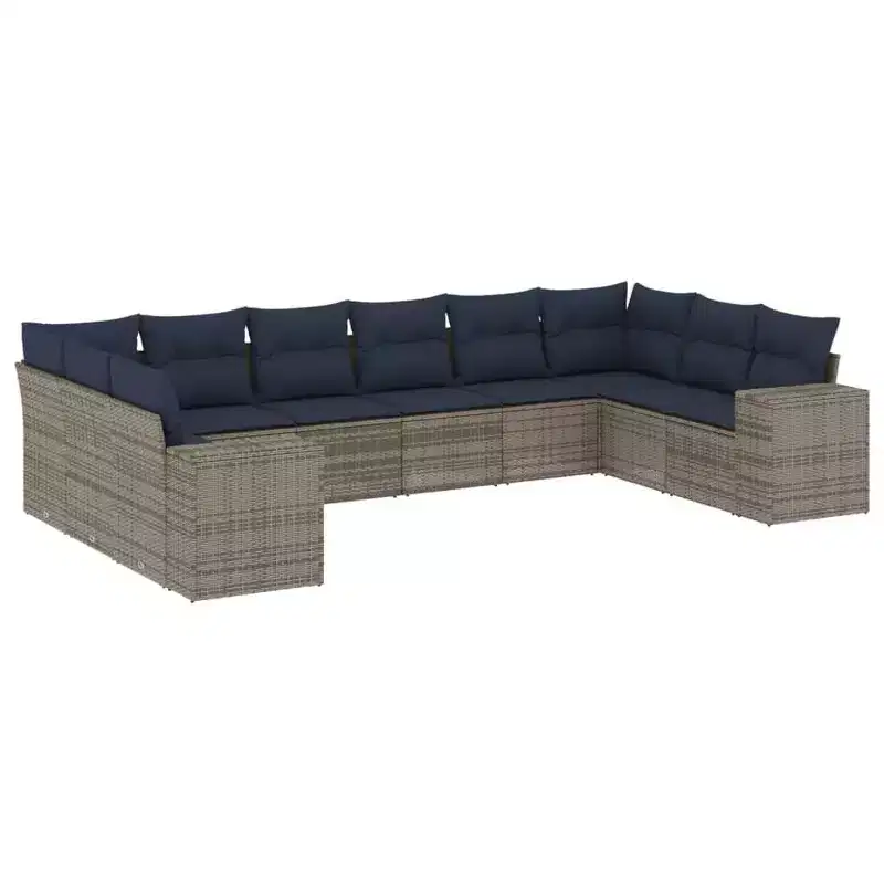 vidaXL Garden Sofa Set with Cushions Poly Rattan