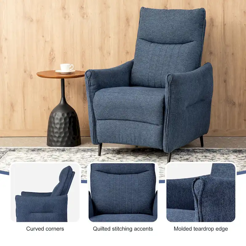 Glitzhome Set of 2 41H Fabric Push Back Recliners With Ergonomic Segmented Back