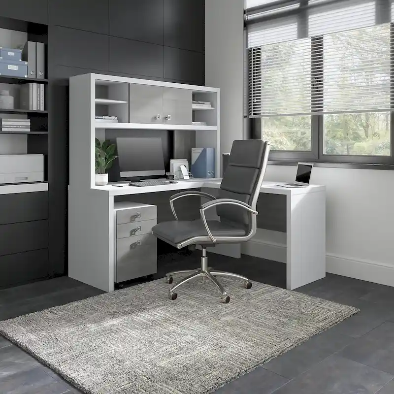 Echo L Shaped Desk with Hutch and Drawers