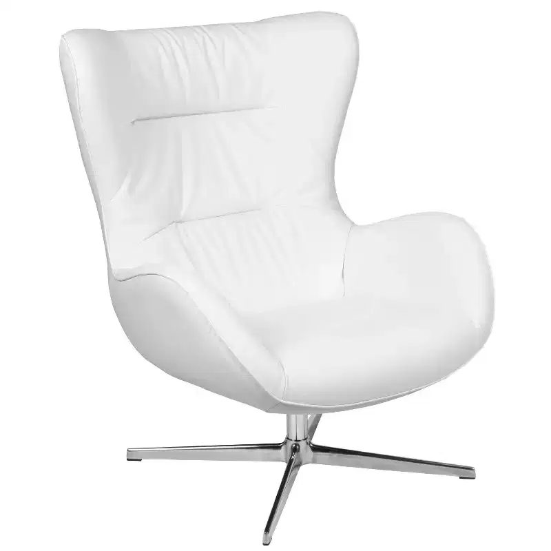 Retro Swivel Wing Accent Chair with LeatherSoft Upholstery - 500 lb Capacity