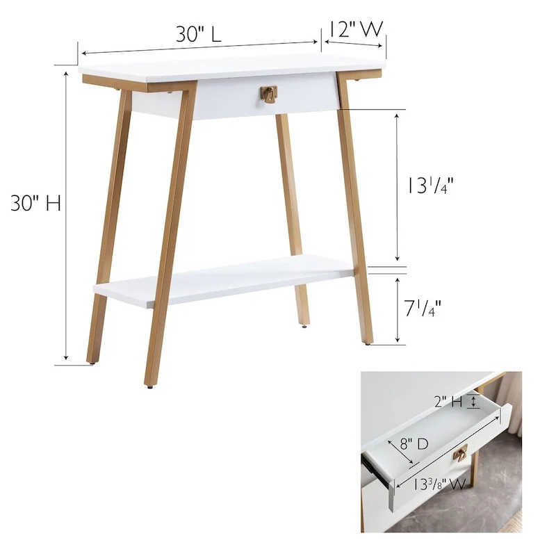 Leick Home Empiria Wood Console Table with Drawer and Metal Frame