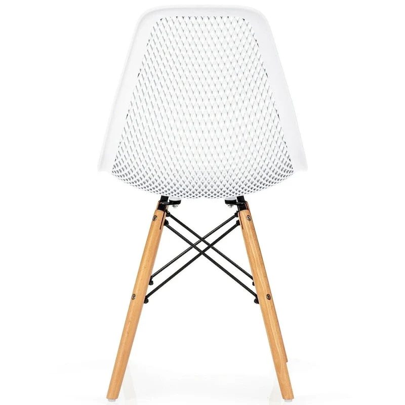 4 Pcs Modern Plastic Hollow Chair Set with Wood Leg - 22 x 18 x 32.5 (L x W x H)