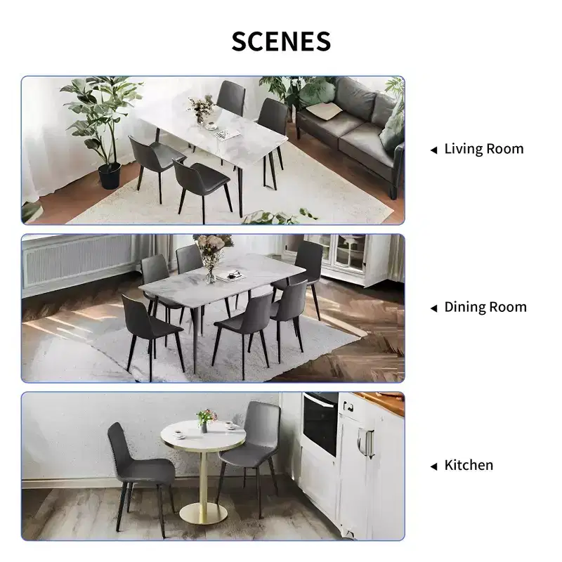 2pk Modern Faux Leather Dining Chairs with Cushioned Seats & Metal Legs