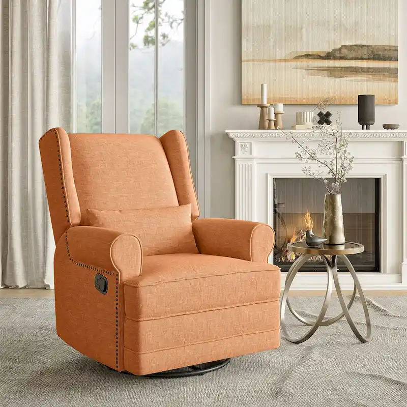 Swivel Recliner Chair with Extra Large Footrest, Grey