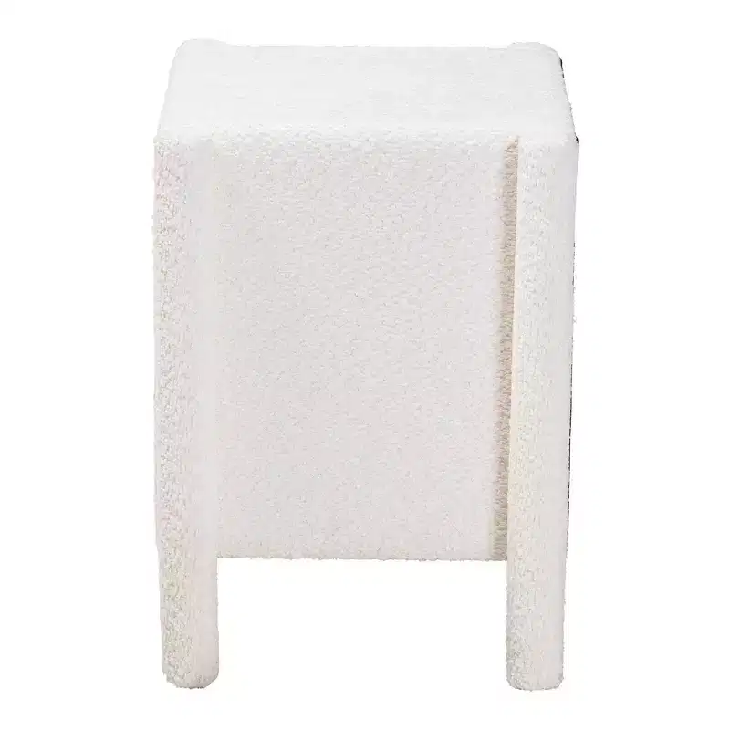 Teddy Bear Fabric 2-Drawer Nightstand White