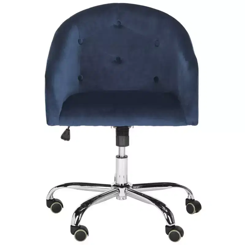 Tufted Swivel Office Chair - Height Adjustable Navy/Chrome