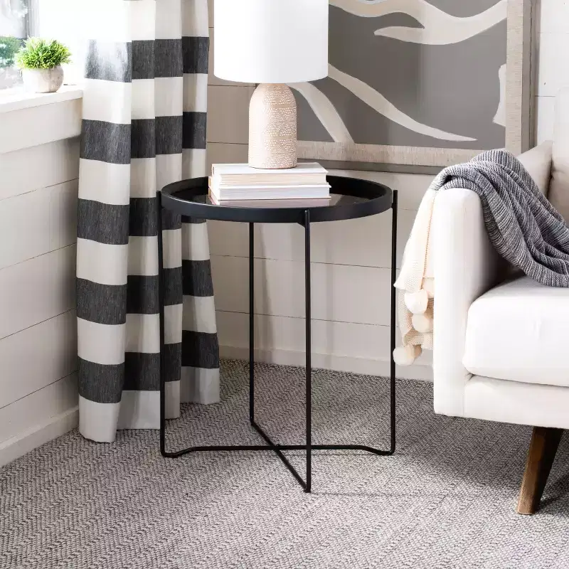 Ruby Small Round Tray Top Accent Table - ACC4206A - Rose Gold/Black - Safavieh