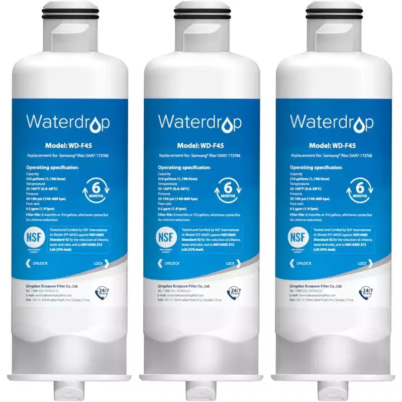 Waterdrop DA97-17376B Refrigerator Water Filter, Compatible with Samsung HAF-QIN/EXP, DA97-08006C, HAF-QIN,NSF 42 and 372 certified, 3 Filters