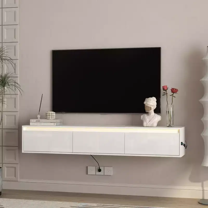 MDF Wall-Mounted TV Shelf 11.02''H x 64.96''W x 11.81''D