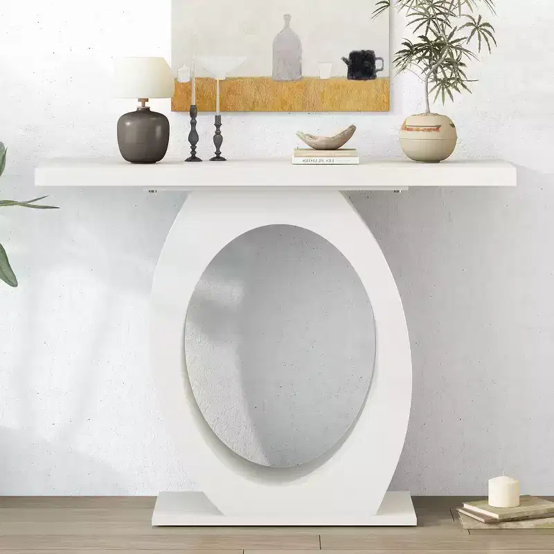 Whisen Modern Console Table & Entryway Table, Sturdy Sofa Table with Egg-Shaped Base