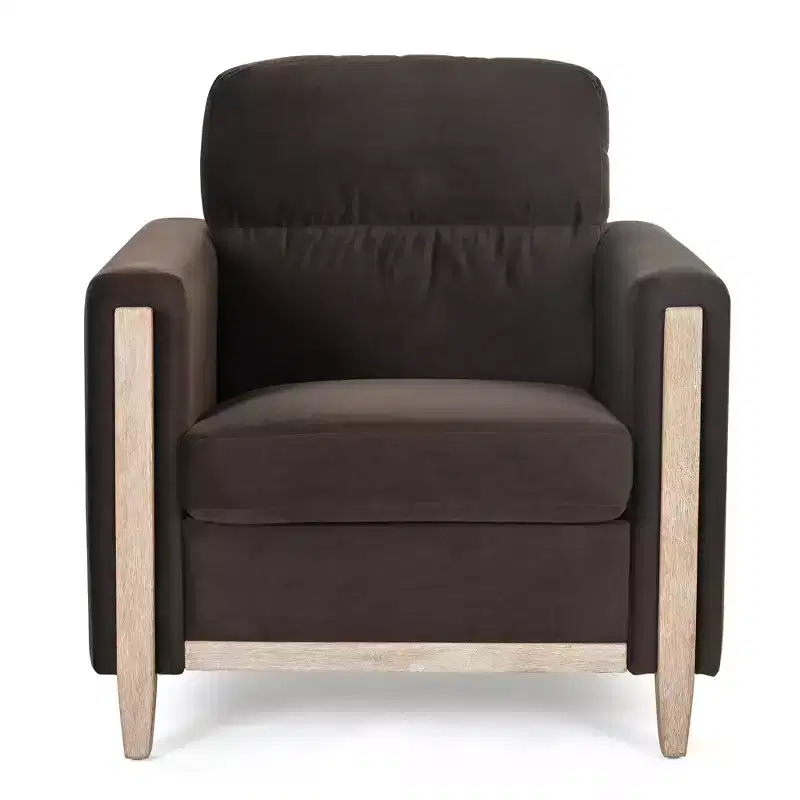GDFStudio Hannah Upholstered 33 W Singel Sofa Chair with Rubber Wood Leg