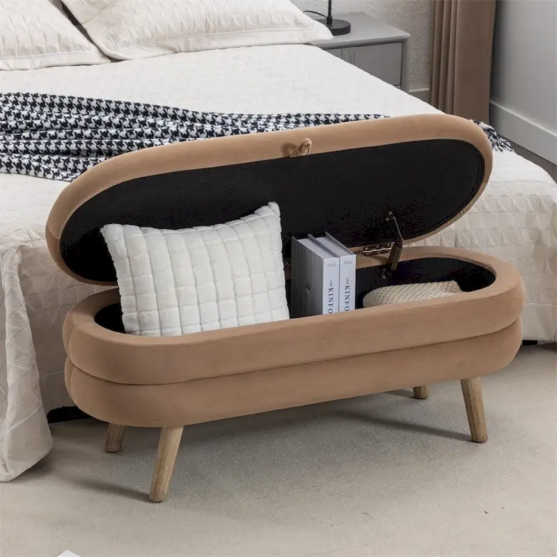 Storage Bench Bedroom Bench With Wood Legs For Living Room Bedroom