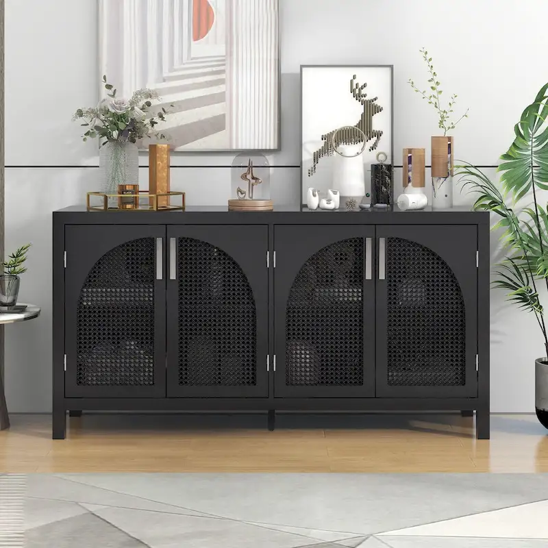 60 Large Storage Space Artificial Rattan Doors Buffet/Sideboard