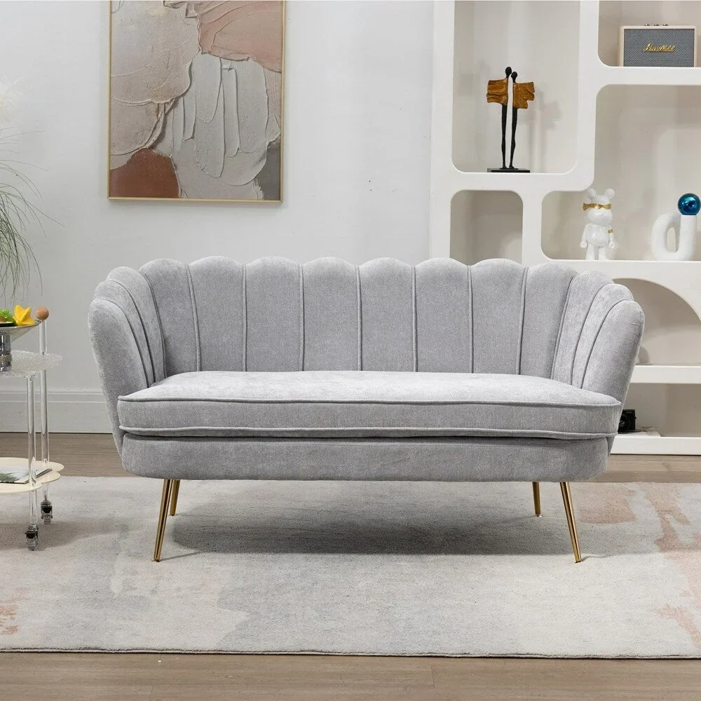 Small Mini Room Couch Two-Seater Sofa with Gold Metal Leg - 2 Seat