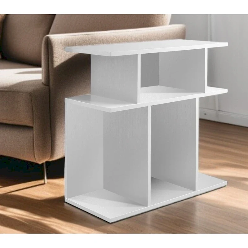 HomeRoots 24 White Wood End Table With Six Open Shelves - 11.75