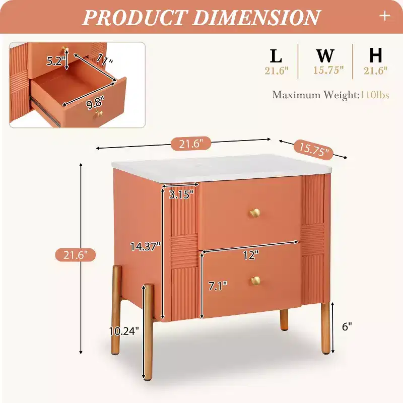 Christopher Knight Home Eilidh Modern Wood and Metal Nightstand with 2 Drawers