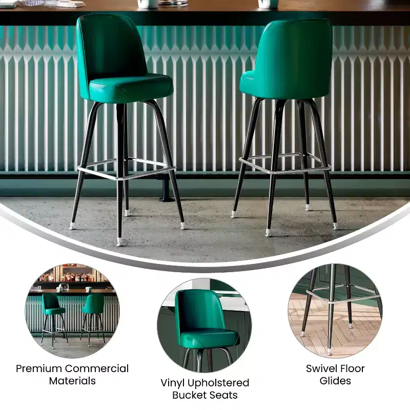 Emma and Oliver Metal Barstool with Swivel Bucket Seat