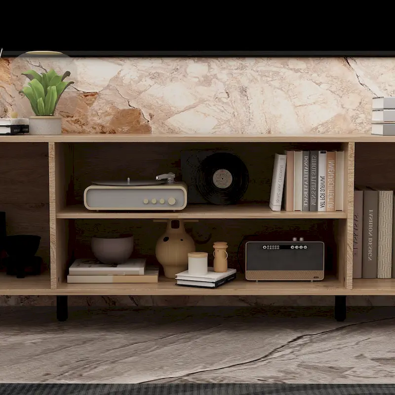 Luxurious TV Stand & Fireplace Combo Integrated LED Fireplace Features