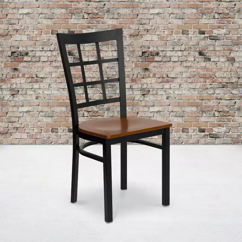 Flash Furniture Black Window Back Metal Restaurant Chair