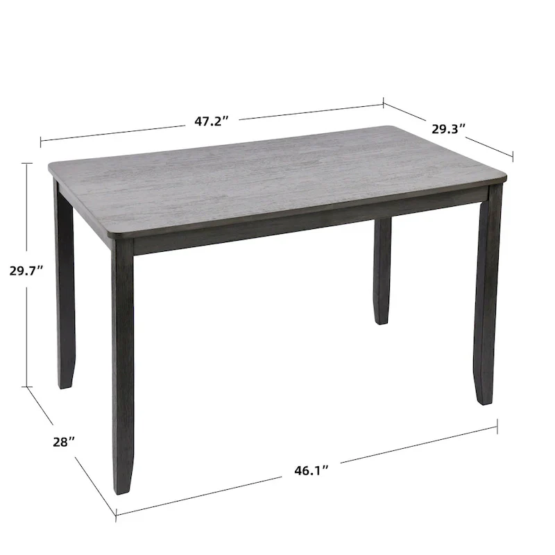 5-Piece Solid Wood 47L Dining Table Sets (1 Table+ 4 Slat Back Chairs)