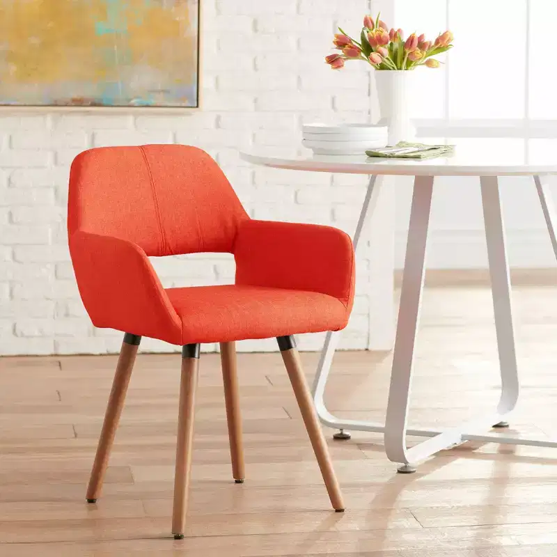 55 Downing Street Nelson Orange Fabric Mid-Century Modern Dining Chair