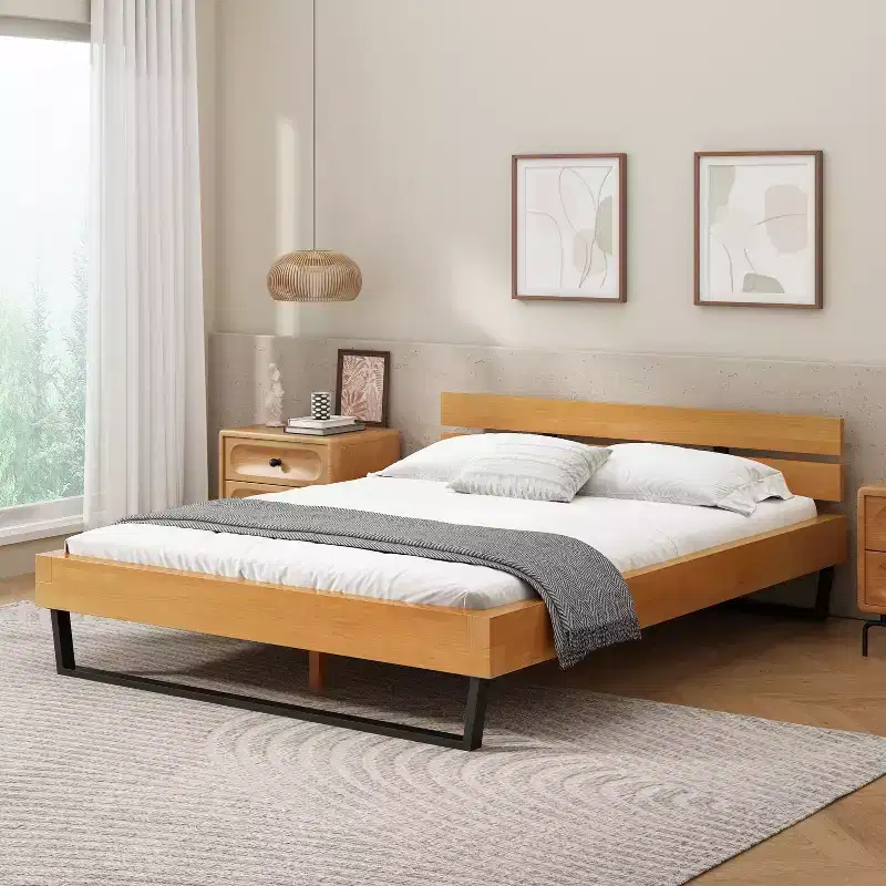 Christopher Knight Home Myora Modern Industrial Pine Wood Bed Frame with Iron Base