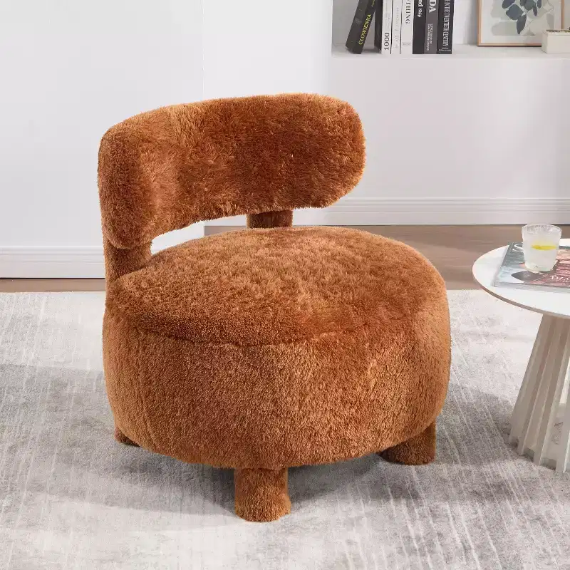 TUYOHW Armless Accent Chair,Curved Wingback Slipper Chair with Solid Wood Legs,13 Plush Cushion Side Chair for Living Room,Bedroom,Vanity