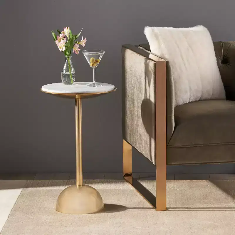 Christopher Knight Home Marcia Modern Aluminum Accent Table with Marble Table Top