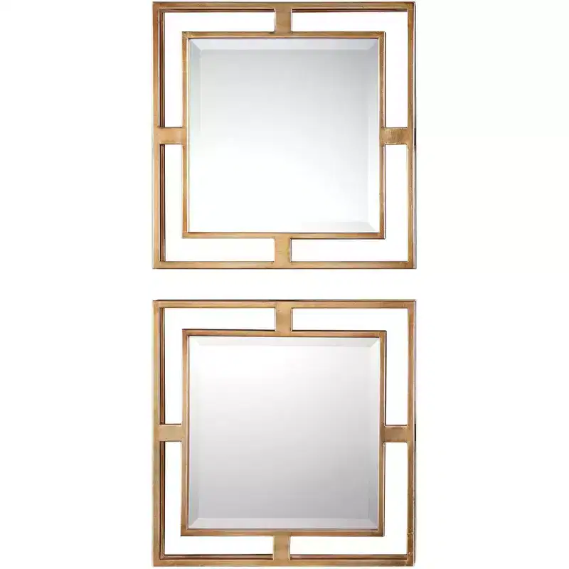 Antiqued Gold Leaf 18 Square Wall Mirror