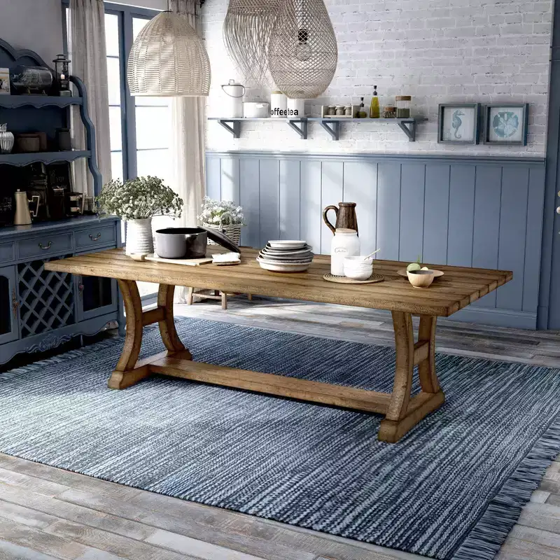 Shelia Solid Pine Wood Dining Table Rustic Pine - HOMES: Inside + Out: Sturdy Trestle Design, Seats 8