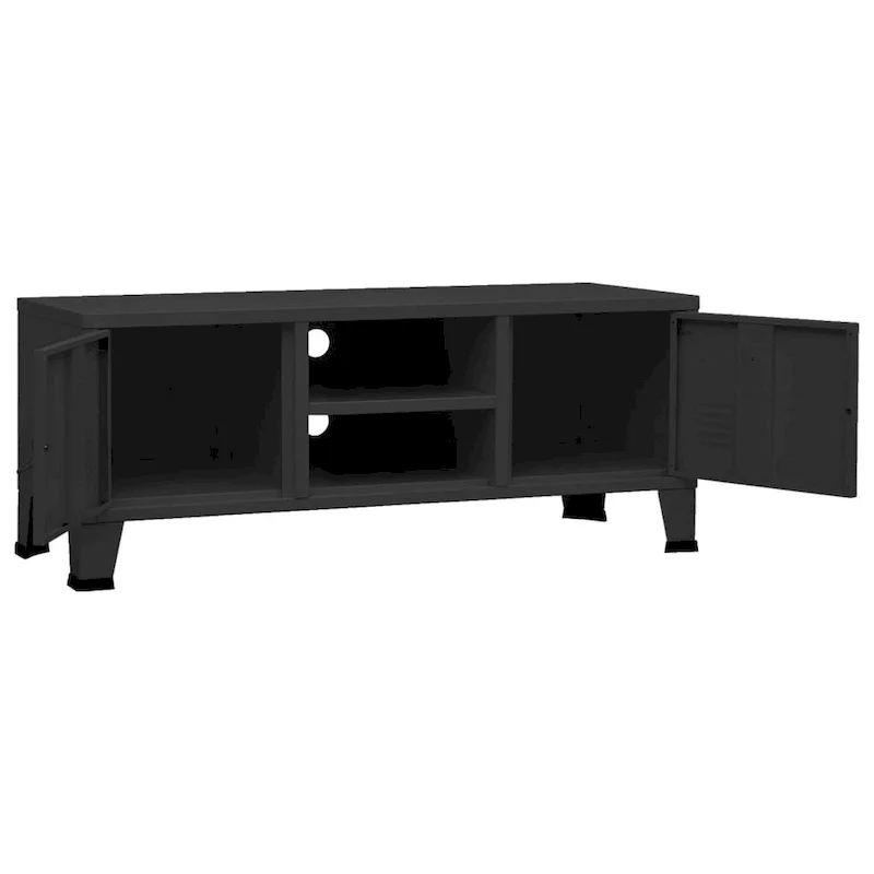 Industrial Metal TV Stand with 2 Doors and Storage Shelf - 41.3W