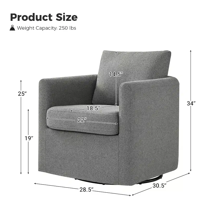 Bernhard Slipcovered Swivel Chair with textured fabric and flared armrests| HULALA HOME