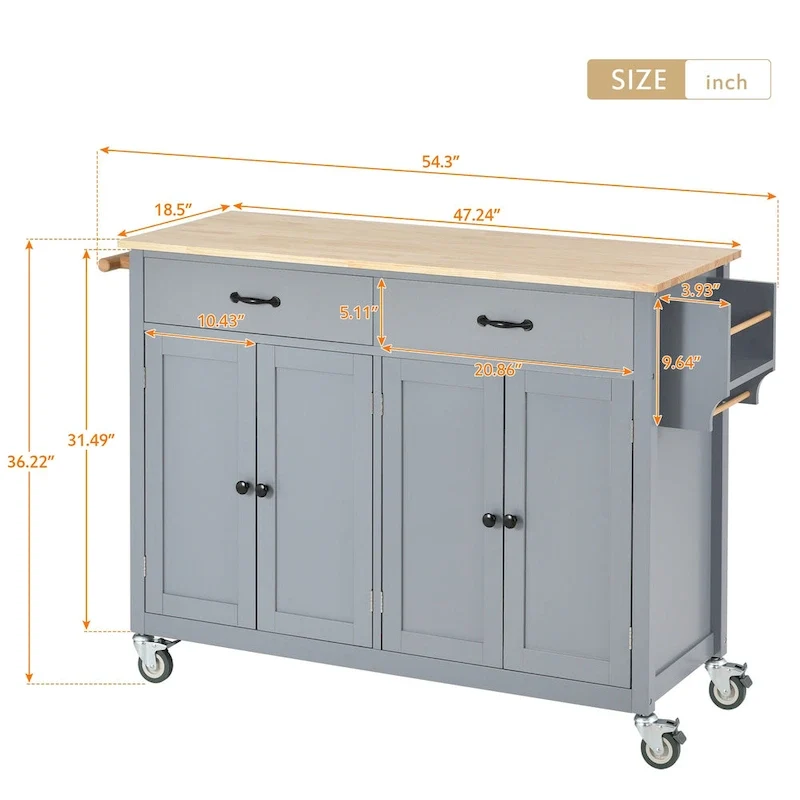 Kitchen Island Finish with Wood Top Kitchen Cart