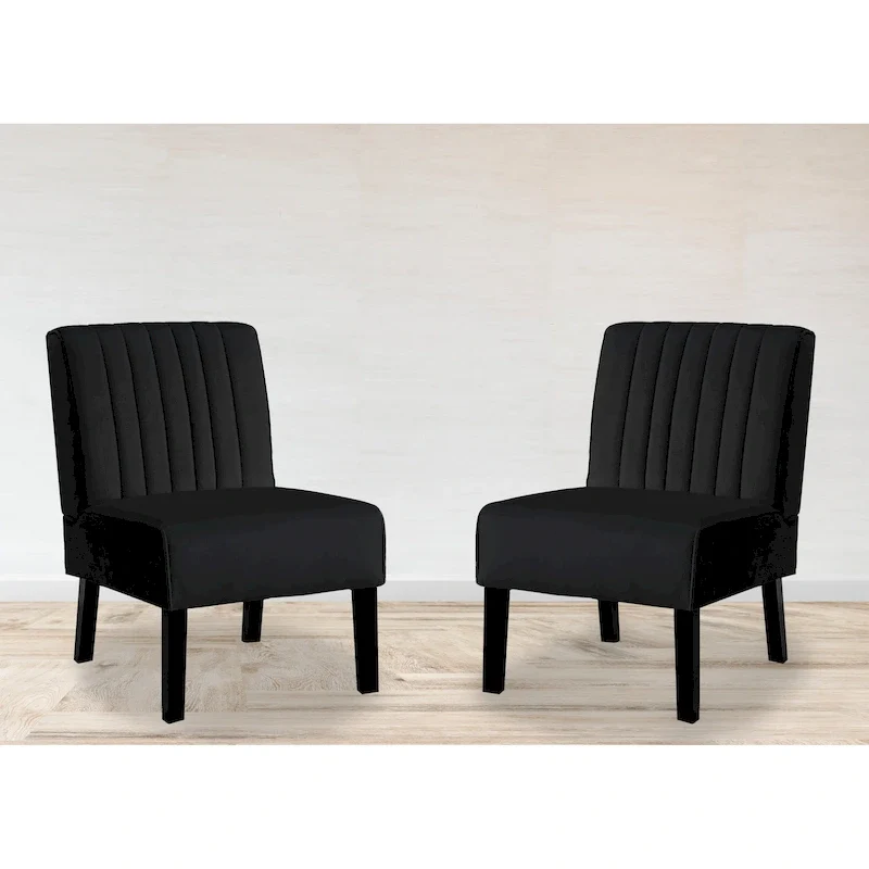 US Pride Nightingale Velvet Stripe Back Accent Chair Set of 2